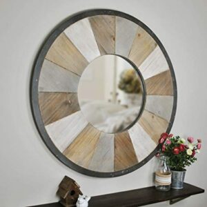 firstime & co. brown adler mirror, large vintage decor for bedroom and bathroom vanity, wood, farmhouse, 31.5 inches