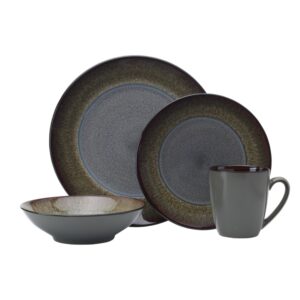 pfaltzgraff 5237442 monroe 16-piece porcelain dinnerware set, dark gray (pack of 16)