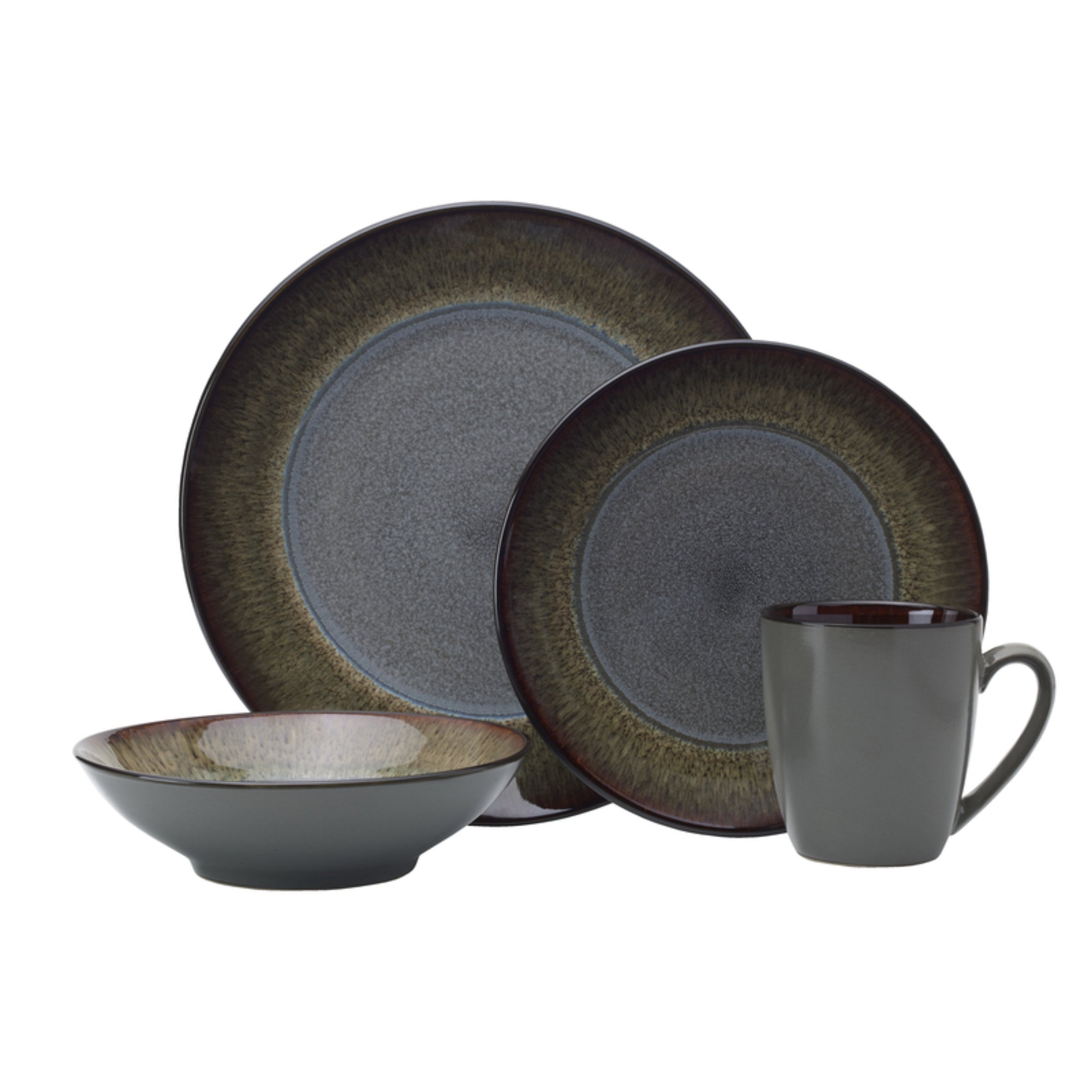 Pfaltzgraff 5237442 Monroe 16-Piece Porcelain Dinnerware Set, Dark Gray (Pack of 16)