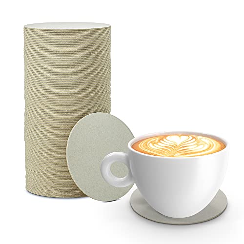 MT Products 4" Blank Off-White Heavyweight Round Paper Coasters for Drinks Absorbent Disposable - 2mm Blank Paper Coasters for Your Beverages (Pack of 100) - Made in The USA