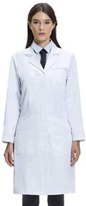 dr. james lab coat for women, 100% cotton, classic fit, multiple pockets, white, 37 inch length (6)