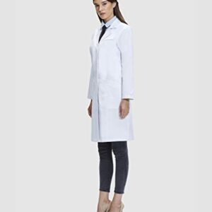 Dr. James Lab Coat for Women, 100% Cotton, Classic Fit, Multiple Pockets, White, 37 Inch Length (6)