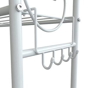 HOME BI Over The Toilet Storage,3-Tier Bathroom Storage Rack,Bathroom Space Saver,Freestanding Above Toilet Rack with Hooks and Toilet Paper Rack (White)