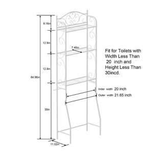 HOME BI Over The Toilet Storage,3-Tier Bathroom Storage Rack,Bathroom Space Saver,Freestanding Above Toilet Rack with Hooks and Toilet Paper Rack (White)