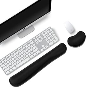 mouse pad wrist support, keyboard wrist rest with ergonomic raised memory foam for easy typing & pain relief, comfortable keyboard and mouse pad set, computer accessories for office, laptop, mac