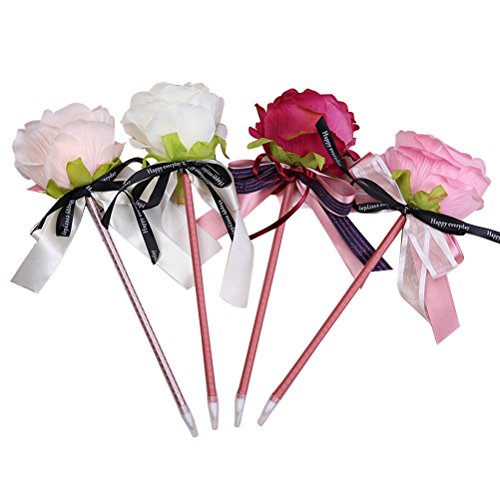 TOYMYTOY Handmade Rose Flower Ballpoint Pens for Girls Gift Ball Pen Office School Stationery,4 Pcs