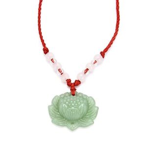 meenanoom fashion natural green jade lotus pendant necklace lucky charm +red cord