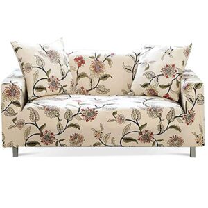 lamberia printed sofa cover stretch couch cover sofa slipcovers for 3 cushion couch with two pillow cases (3 seater, new blooming flower)