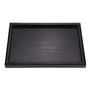 solid wood serving tray rectangle non-slip tea coffee snack plate food meals serving tray with raised edges for home kitchen restaurant(11.81x7.87x0.79, black)