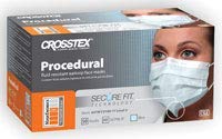 crosstex cr-gcpblsf procedural earloop mask with secure fit mask blue (pack of 50)