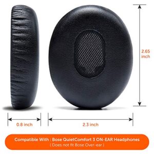 WC Wicked Cushions Replacement Ear Cushions for Bose QuietComfort 3 - Extra Durable Leather, Softer Memory Foam, Added Thickness - Compatible with Bose QC3 ON-Ear Headphones | Black