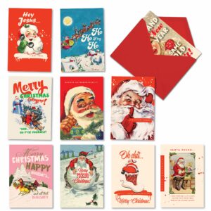 The Best Card Company Variety Pack of 10 Christmas Greeting Cards with Envelopes, Humor Holiday Assortment for Men and Women (10 Designs, 1 Each) Very Merry O+D AC6712XSG-B1x10