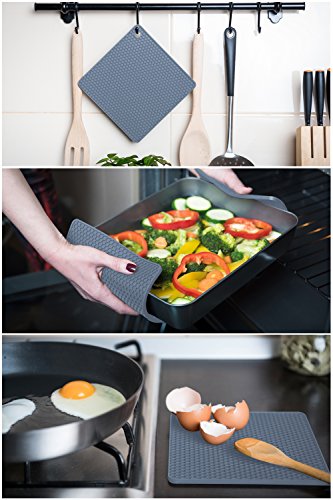 Silicone Trivet Mats - Pot Holders - Drying Mat Our potholders Kitchen Tools is Heat Resistant to 440°F, Non-Slip Durable Flexible Easy to wash and Dry and Contains 4 pcs by Q's INN.