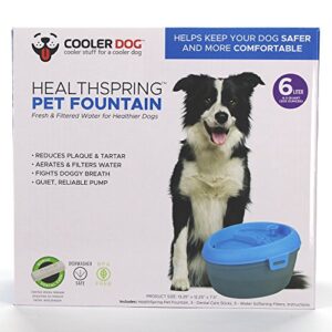 CoolerDog Dog Water Fountain Healthspring Pet Fountain - Ultra Quiet Filtered Water Encourages Hydration, 6L (202oz/1.5Gal)