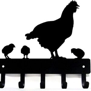 The Metal Peddler Hen Chicks Chickens Farm Key Rack - 9 inch Wide - Made in USA