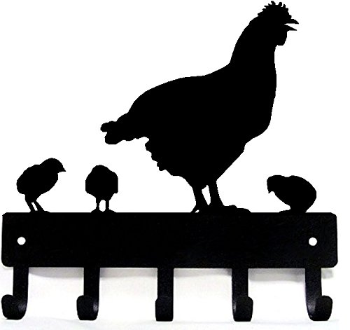 The Metal Peddler Hen Chicks Chickens Farm Key Rack - 9 inch Wide - Made in USA