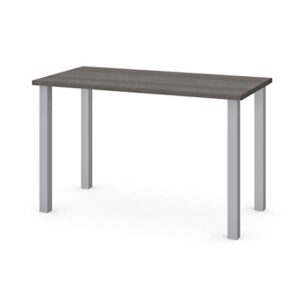 bestar universel table desk with square metal legs, 48" x 24", bark grey