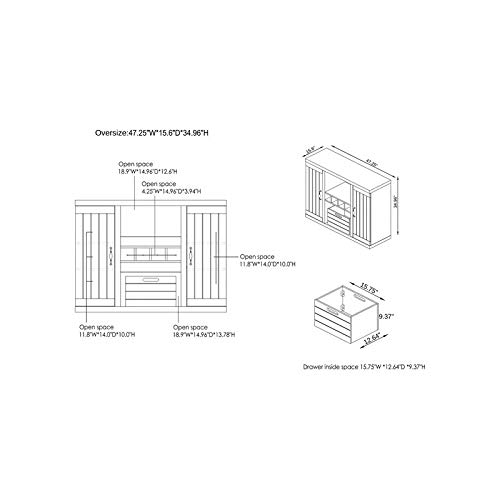 Furniture of America Vando Industrial Wood Multi-Storage Buffet in Black