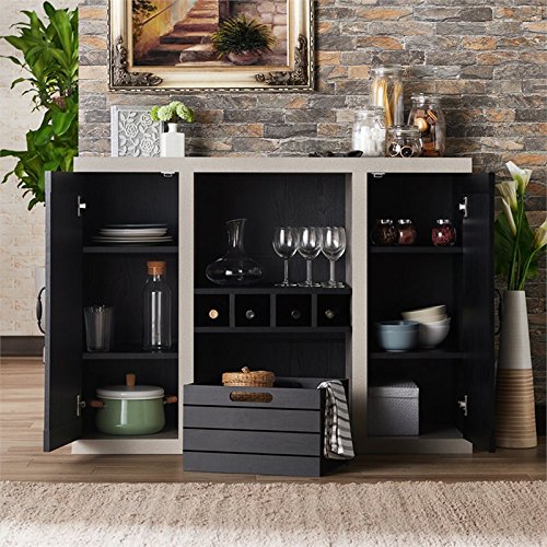 Furniture of America Vando Industrial Wood Multi-Storage Buffet in Black