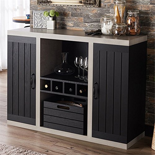 Furniture of America Vando Industrial Wood Multi-Storage Buffet in Black