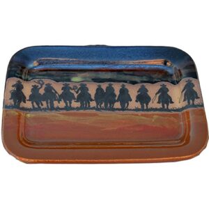 ALWAYS AZUL POTTERY Cowboy Roundup Rectangular Platter in Azulscape Glaze - Handmade Pottery Platter- Ceramic Dinnerware and Kitchen Tableware - Rectangular Serving Plate for Food Dishes and Display