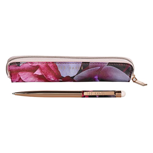 Ted Baker ATED422 Splendor Ballpoint Slim Pen and Stylus In Floral Zip Storage Case, Gold
