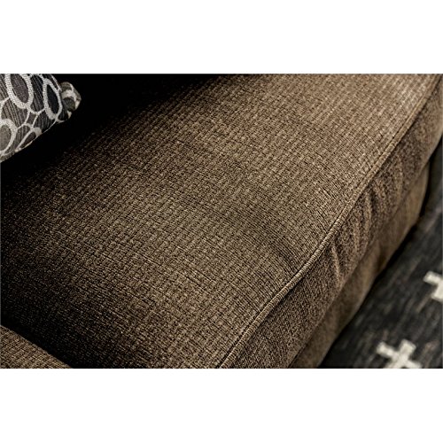 Furniture of America Velma Contemporary Chenille Nailhead Loveseat in Dark Brown