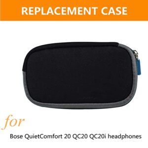 Learsoon Zipper Storage Case Cover Bag Pouch Compatible Bose QC20 QC20i QuietComfort 20 Headphones (Black)