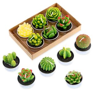 swpeet 12pcs decorative succulent cactus tealight candles kit, cute smokeless succulent plants perfect for candles festival wedding props and house-warming party
