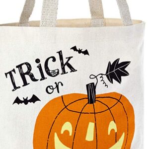 Hallmark 13" Large Halloween Tote Bag (Trick or Treat Pumpkin) Reusable Canvas Bag for Trick or Treating, Grocery Shopping and More