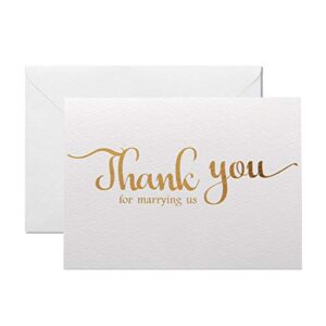 magjuche thank you for marring us, gold foil wedding day card to your officiant, priest, rabbi, deacon note card to go w/gift