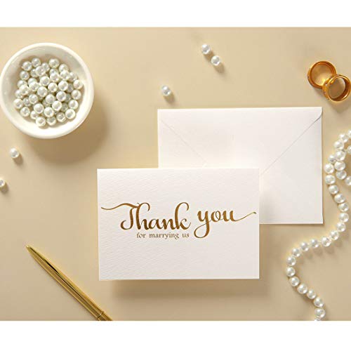 MAGJUCHE Thank You for Marring Us, Gold Foil Wedding Day Card to Your Officiant, Priest, Rabbi, Deacon Note Card to Go W/Gift