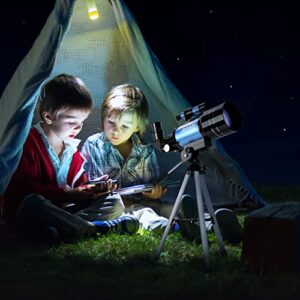 AOMEKIE Telescopes for Kids 2 Eyepieces 150X Telescopes for Astronomy Beginners Adults with Smartphone Adapter Moon Filter 3X Barlow 70mm Travel Telescope Astronomy for Kids