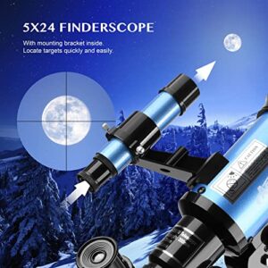 AOMEKIE Telescopes for Kids 2 Eyepieces 150X Telescopes for Astronomy Beginners Adults with Smartphone Adapter Moon Filter 3X Barlow 70mm Travel Telescope Astronomy for Kids