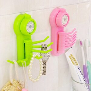 HandmadeTHshop Strong Vacuum Wall Sucker six Claw Hooks Home Kitchen Bathroom Living Storage Debris Organizer Wall Accessorie (Pink)