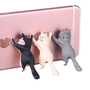 Amamcy Novelty 6Pcs Cute Cat Sucker Phone Holder Cellphone Sucker Cup Stand Cute Cat Phone Stand Holder for All Mobile Phones