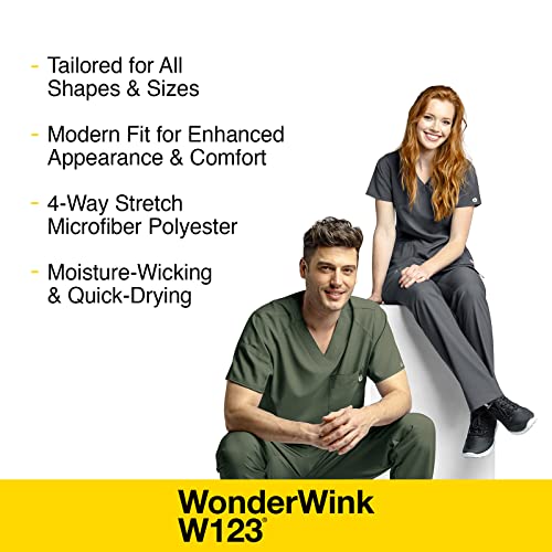 WonderWink W123 Men’s V-Neck Scrub Top — Black, Medium