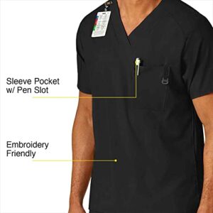 WonderWink W123 Men’s V-Neck Scrub Top — Black, Medium