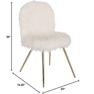 OSP Home Furnishings Julia Chic Accent Chair, White Faux Fur and Gold Legs