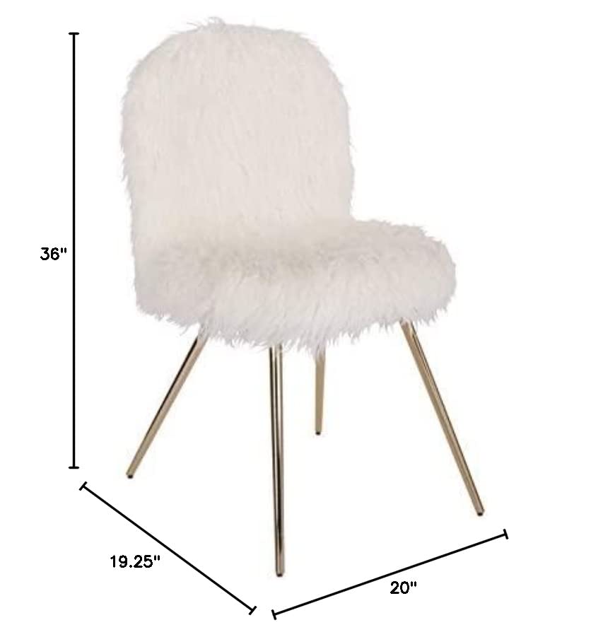 OSP Home Furnishings Julia Chic Accent Chair, White Faux Fur and Gold Legs