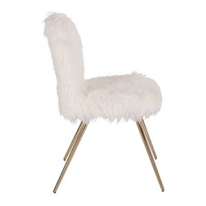 OSP Home Furnishings Julia Chic Accent Chair, White Faux Fur and Gold Legs