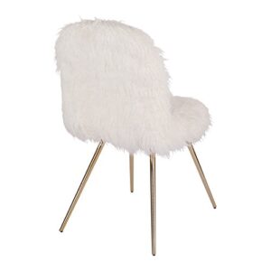 OSP Home Furnishings Julia Chic Accent Chair, White Faux Fur and Gold Legs