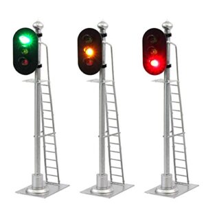 JTD433GYR 2PCS Model Railroad Train Signals 3-Lights Block Signal 1:43 O Scale 12V Green-Yellow-Red Traffic Lights for Train Layout New