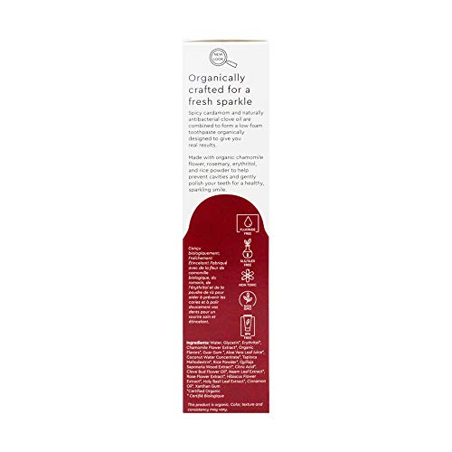 Radius USDA Organic Gel Toothpaste, Non Toxic, Designed to Improve Gum Health and Reduce the Risk Gum Disease, Red, Clove Cardamom, 3 Ounce