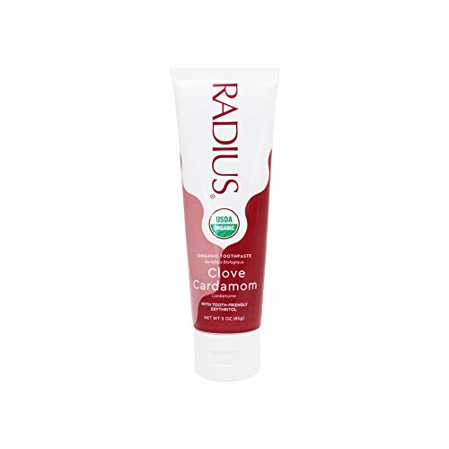 Radius USDA Organic Gel Toothpaste, Non Toxic, Designed to Improve Gum Health and Reduce the Risk Gum Disease, Red, Clove Cardamom, 3 Ounce