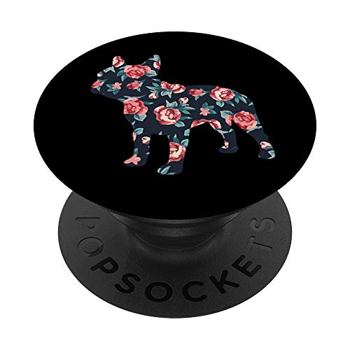 Floral Pattern French Bulldog Roses And Frenchie PopSockets PopGrip: Swappable Grip for Phones & Tablets