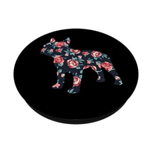 Floral Pattern French Bulldog Roses And Frenchie PopSockets PopGrip: Swappable Grip for Phones & Tablets