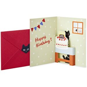 hallmark pop up birthday card (cat and friend with birthday cake)