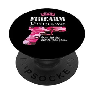 pink camo firearm princess shooting sport handguns popsockets popgrip: swappable grip for phones & tablets