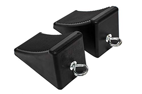 MaxxHaul 50011 Rubber Wheel Chock with Eyelet (6-1/2" x 3-3/4" x 4"), 2 Pack